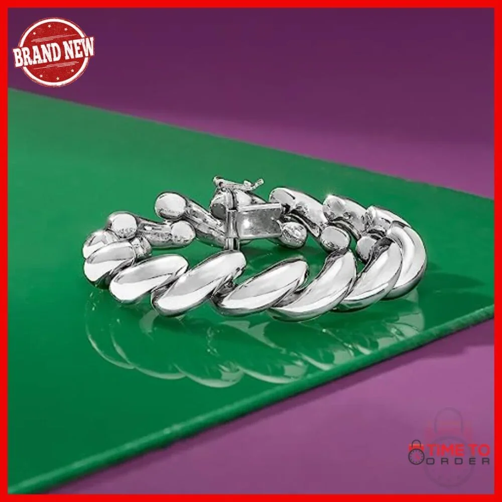 Italian Sterling Silver San Marco Link Bracelet 7.25 Inches